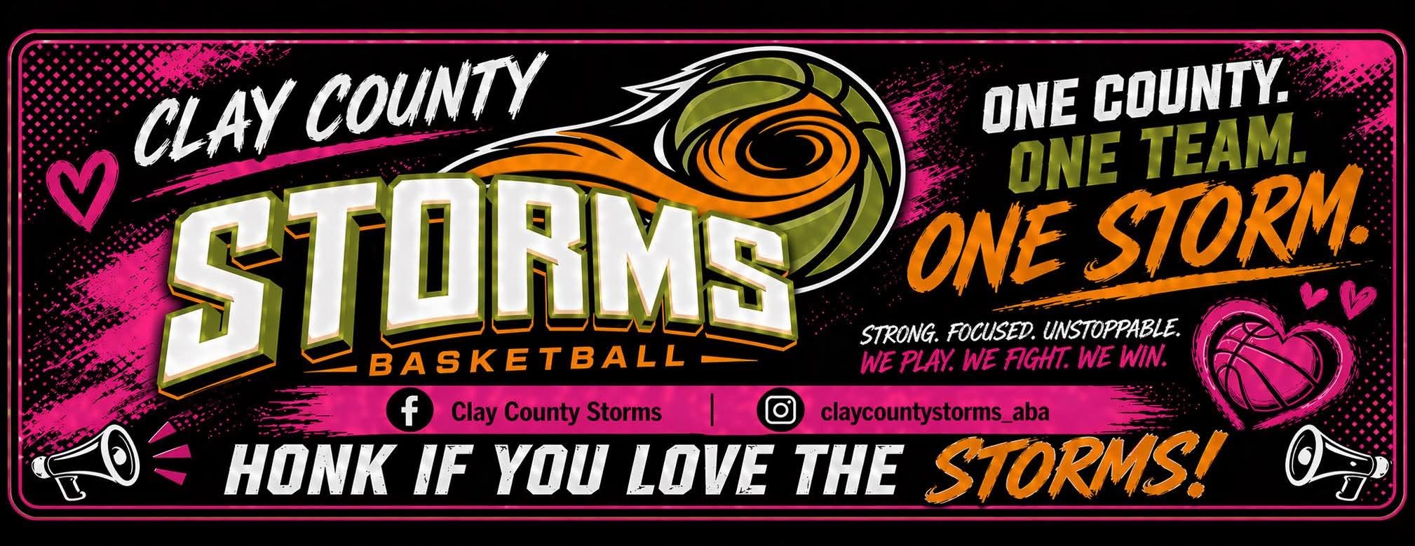 Clay County Storms pink bumper sticker