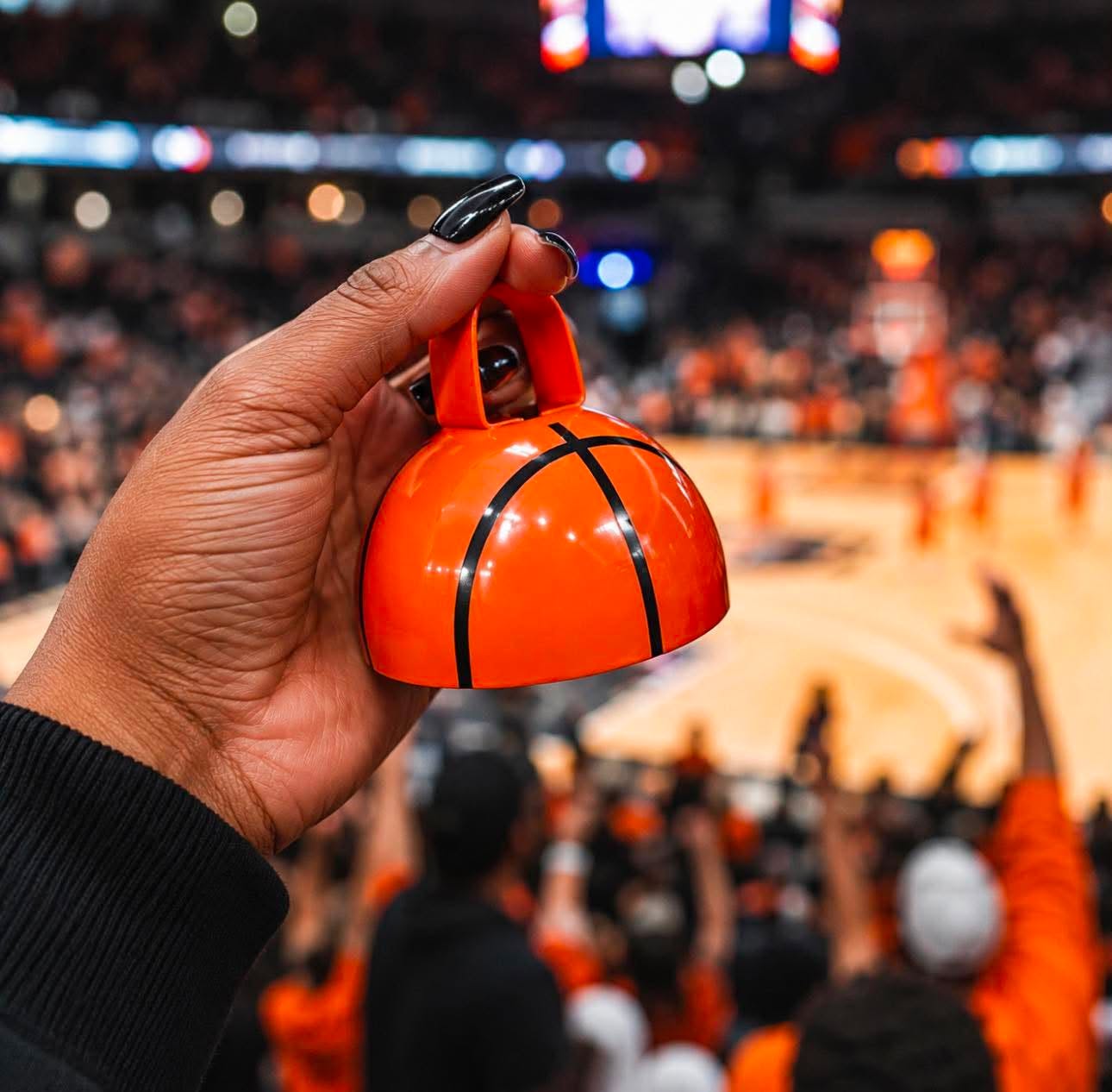 Orange basketball cowbell
